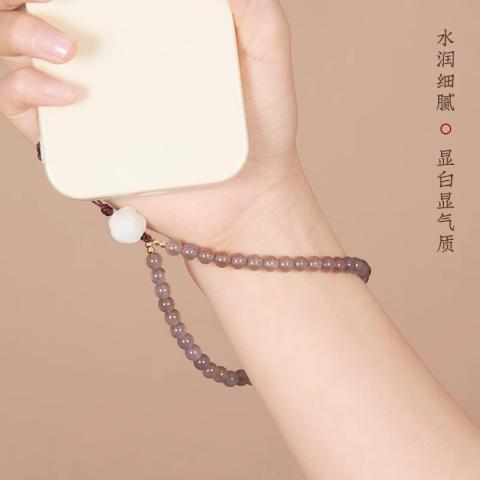 A LITTLE FLOWER 天然女款玛瑙手机链手机壳相机挂绳挂链钥匙手腕挂饰珠串防丢配饰 图片 1