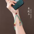 A LITTLE FLOWER 古风东陵玉手机挂绳挂链文艺精致女手机链挂件短款防丢手腕绳 图片 1