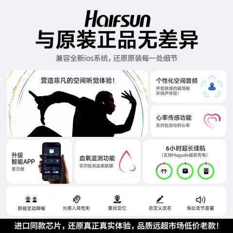 影巨人 苹果适用新版Pro3代全功能还原版无线蓝牙耳机智能心率监测翻译 图片 4