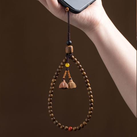影巨人 中国风复古加里曼丹沉香木手机挂链女款挂绳短款手腕挂件挂饰吊绳 图片 4