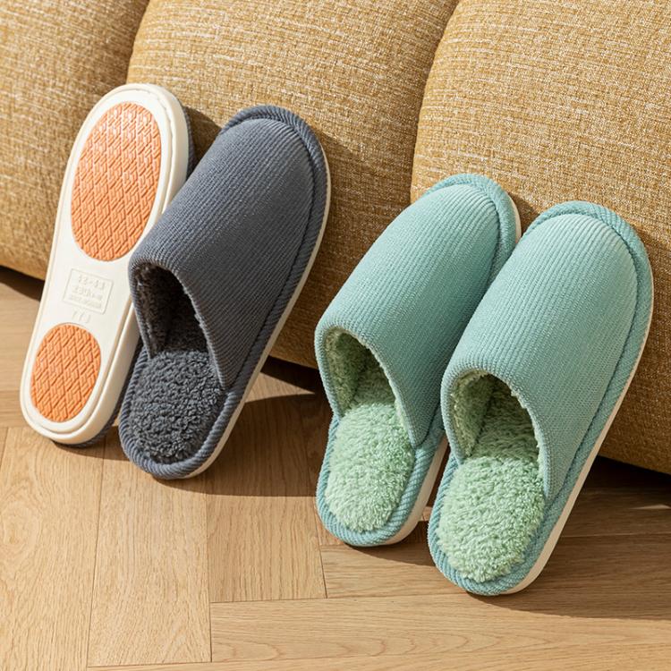 十一步 【断码处理】日式静音棉拖鞋女冬季加绒居家保暖室内厚底情侣简约