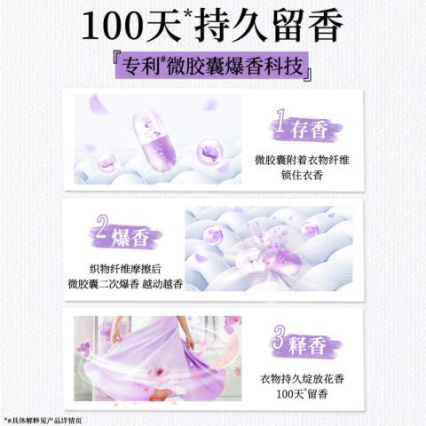 金纺 留香珠持久留香精油香氛柔顺洗衣护衣家用【玫瑰+荔枝】190g*2 图片 3