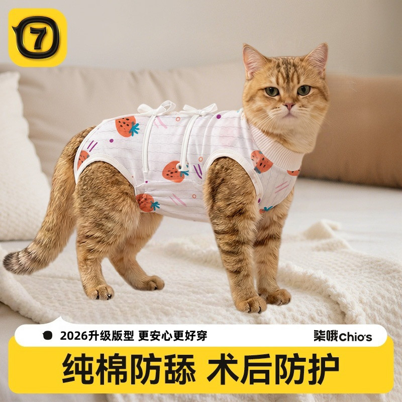 柒哦 猫咪绝育服透气纯棉母猫手术服护肚衣服术后防舔防护宠物猫猫狗狗