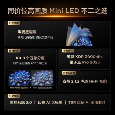 TCL T7L Ultra QD-Mini LED 蝶翼星曜屏 超薄电视机98/85/75/65英寸 图片 4