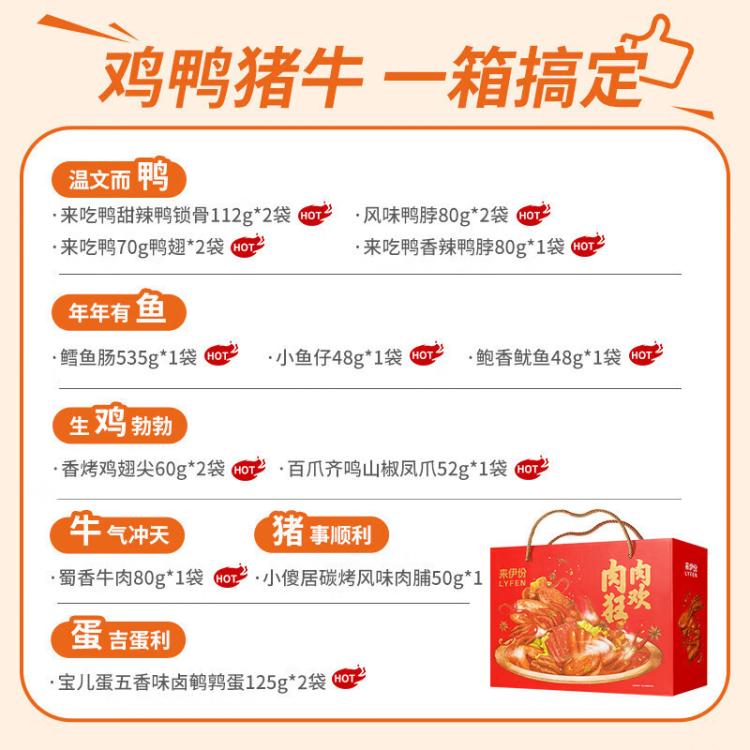来伊份 肉肉狂欢礼盒1534g零食大礼包解馋零食肉干肉脯办公室休闲小零食 图 4