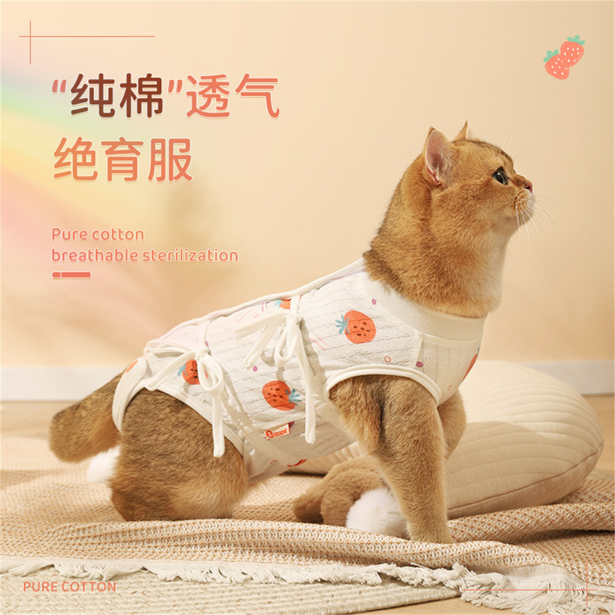 HOOPET 猫咪绝育服母猫专用手术服衣服透气纯棉服断奶服防舔术后宠物猫猫