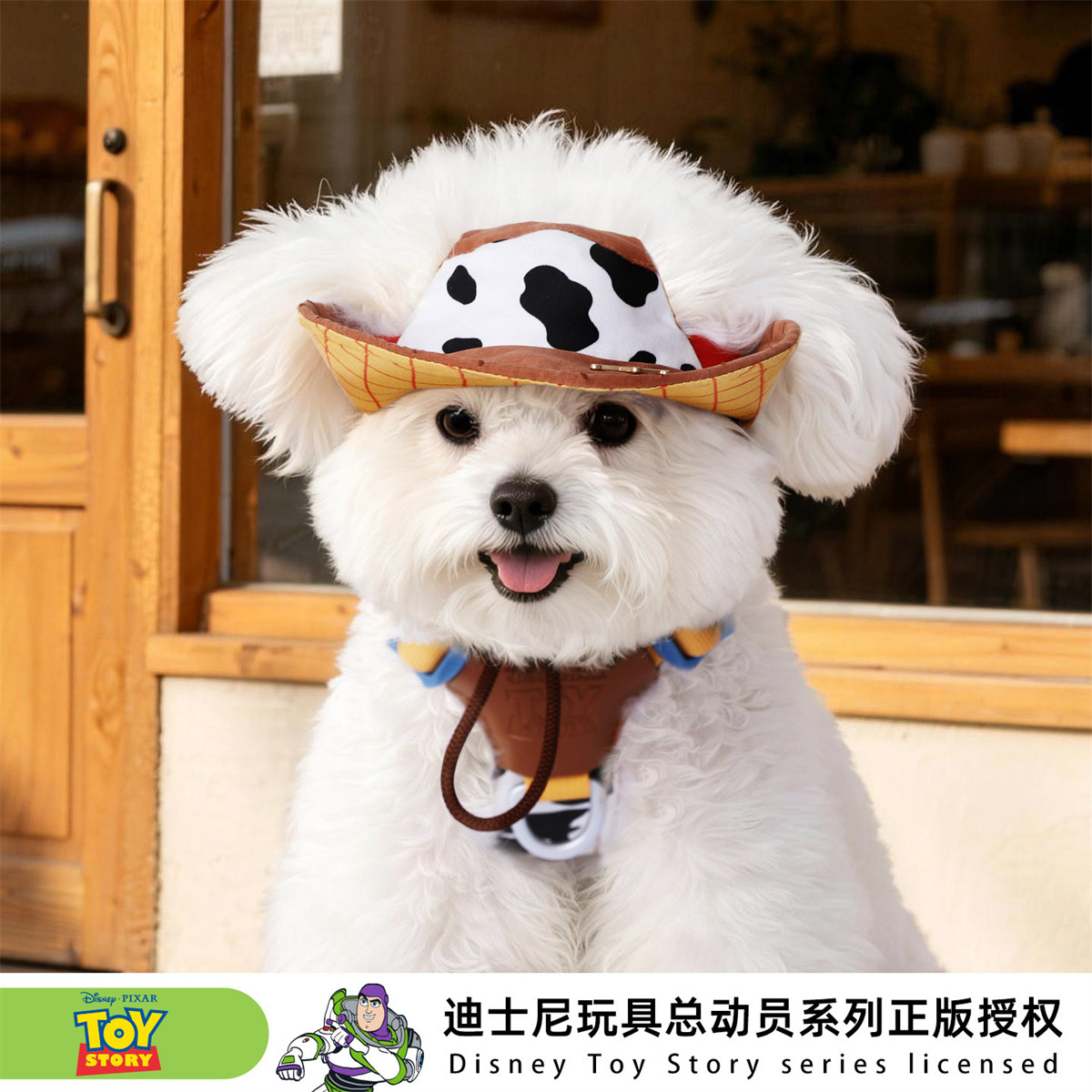 迪士尼 玩具总动员牛仔帽小狗遮阳泰迪比熊小型犬宠物头套狗狗帽子