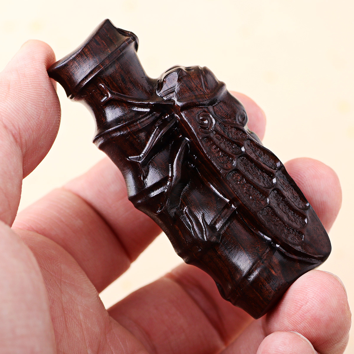 【悦生活】紫光檀 黑檀木手把件 一鸣惊人 文玩