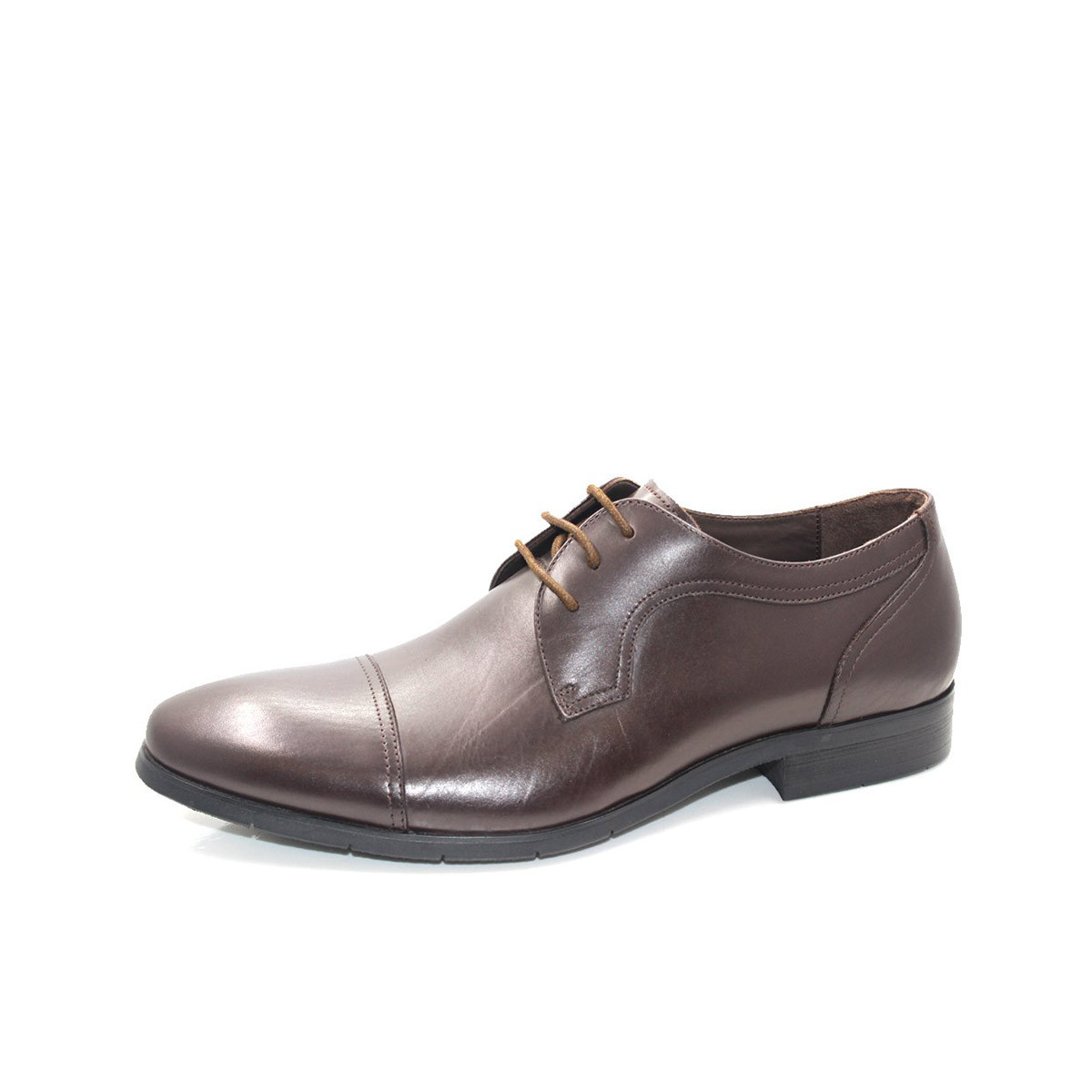 皇冠crown 舒柔圆点功能鞋 咖啡色牛皮男式商务正装皮鞋德比鞋 咖色