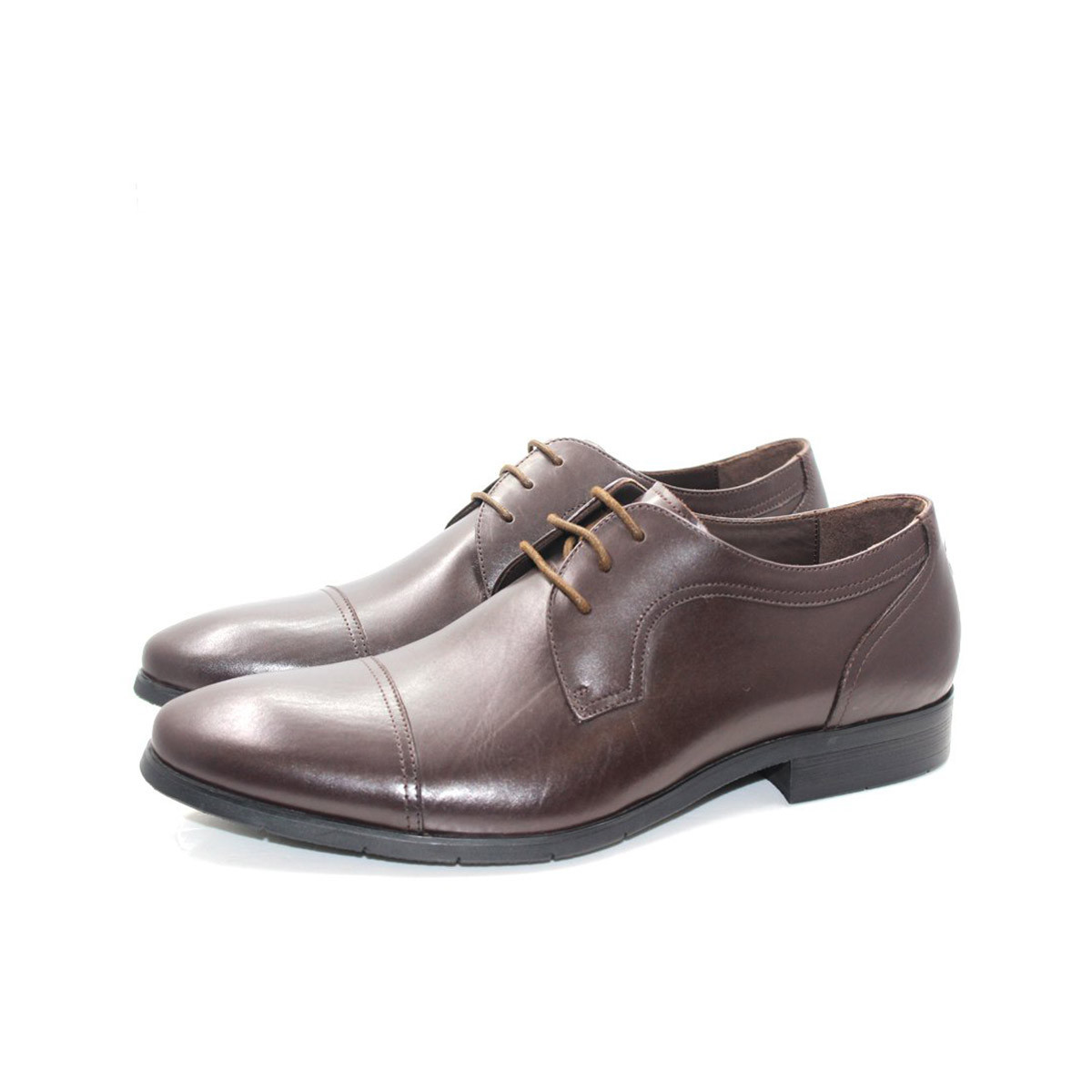 皇冠crown 舒柔圆点功能鞋 咖啡色牛皮男式商务正装皮鞋德比鞋 咖色