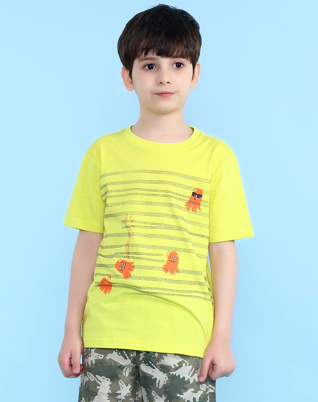 堡狮龙童装新款男童休闲印花上衣短袖t恤衫