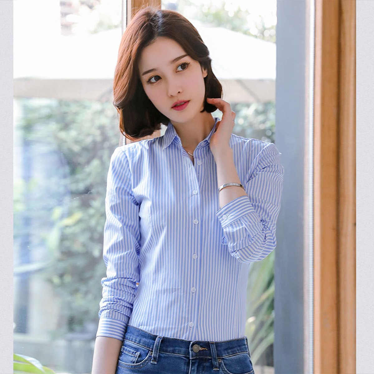 【预售,7月23日发货】女款衬衫女式条纹衬衫经典款基础百搭