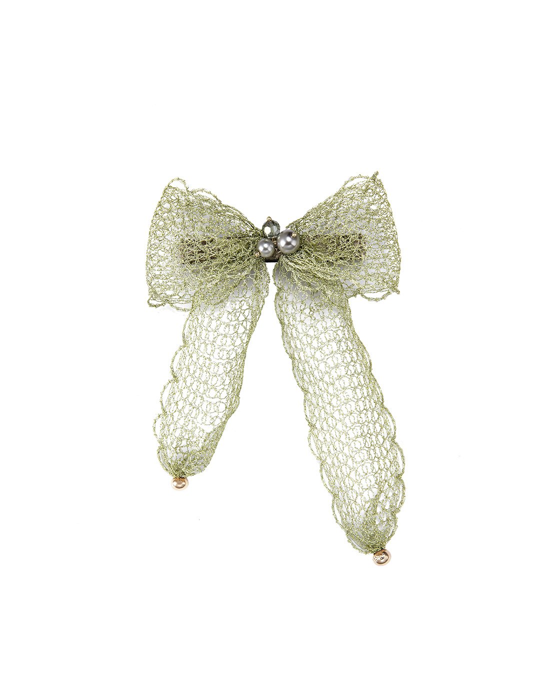 shes茜子饰品优雅镂空刺绣蝴蝶结网纱发夹