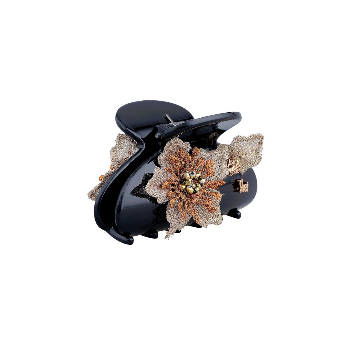 【专柜同步】she's茜子饰品樱花繁蕊手工立体刺绣抓夹百搭发夹