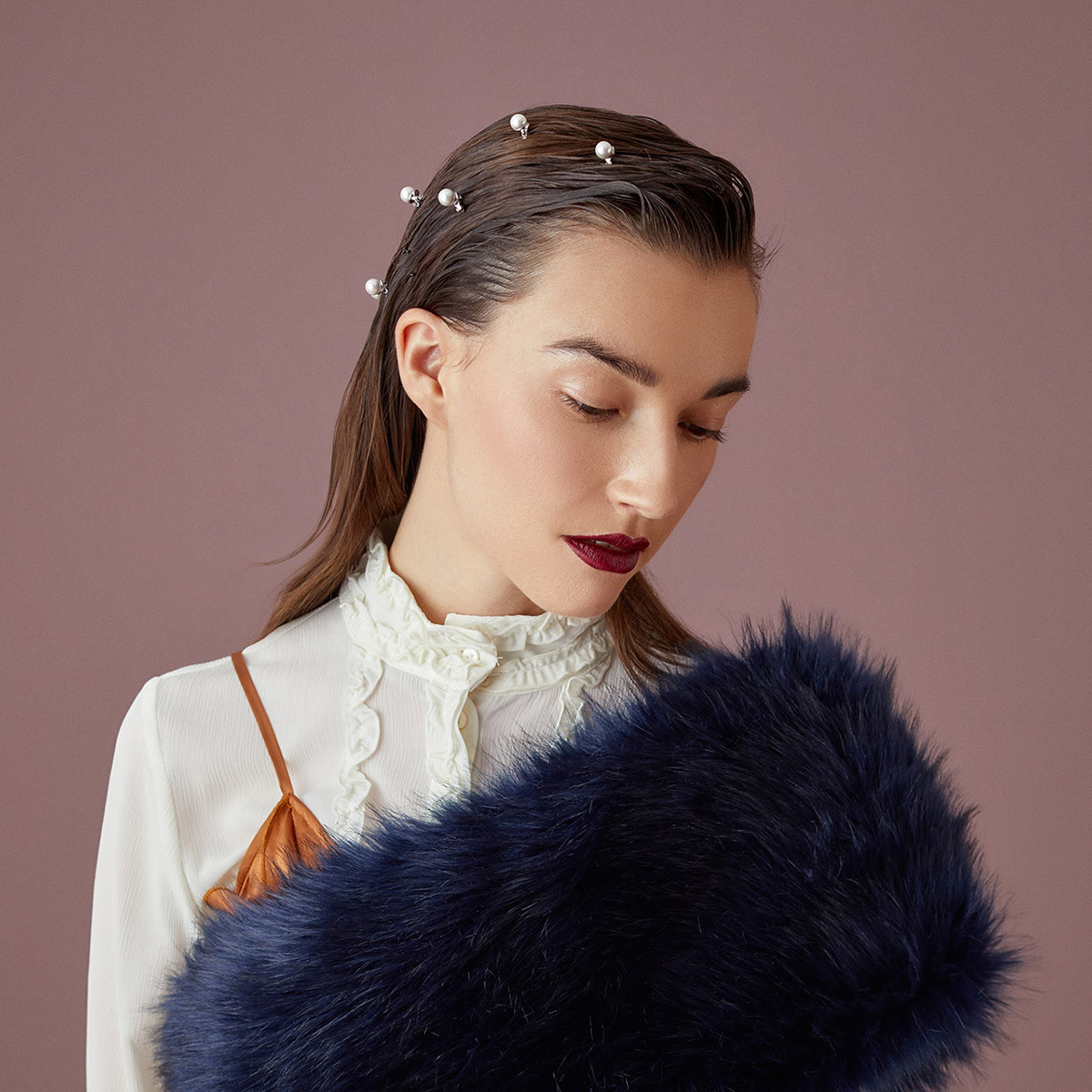 shes茜子仿珍珠豆蔻边夹新娘宴会盘发发夹6个装