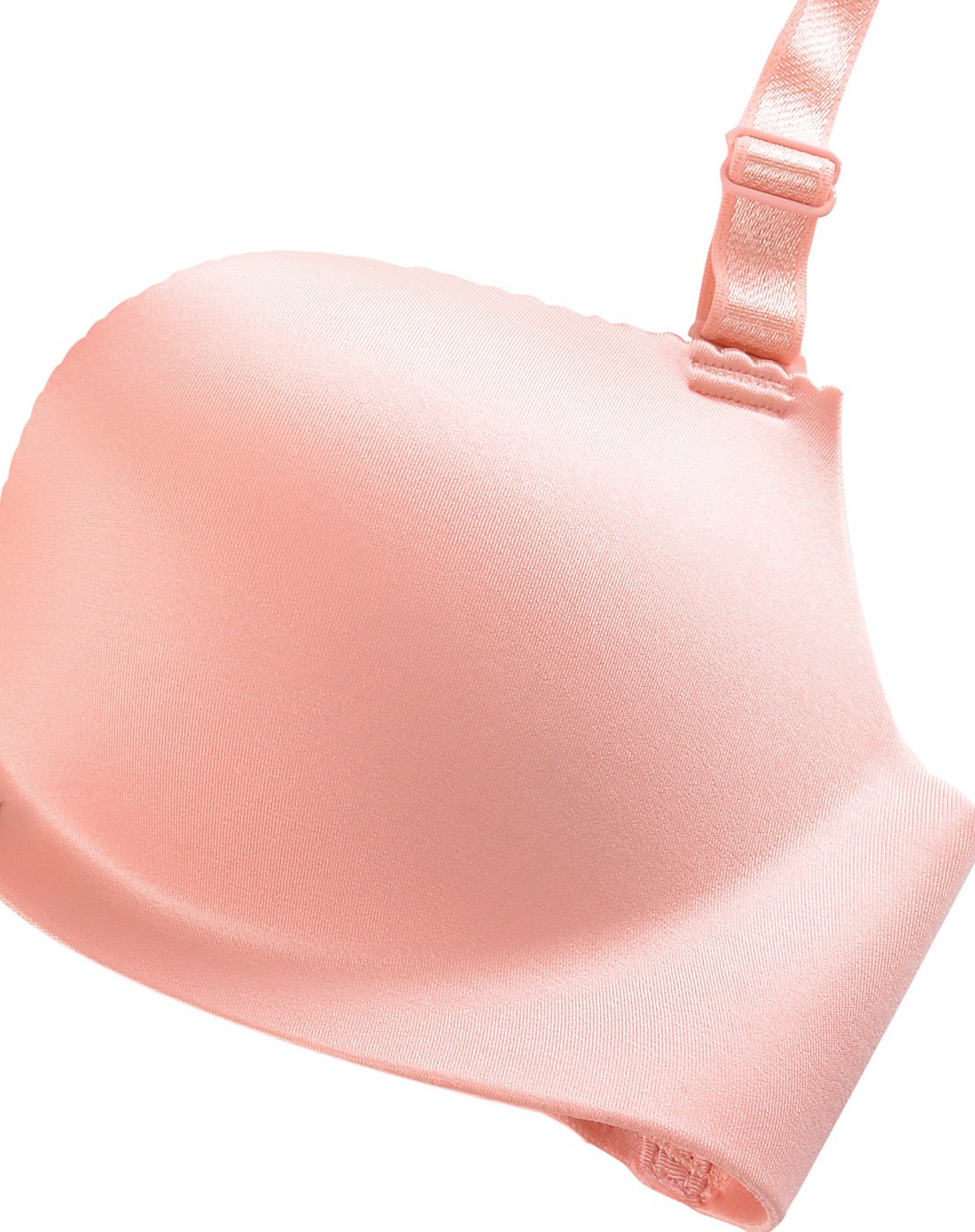 光面无钢圈美背性感聚拢文胸粉红色