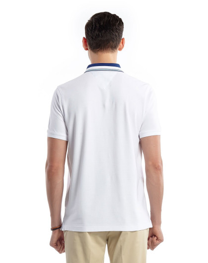 长绒棉双色扁机领净色短袖polo