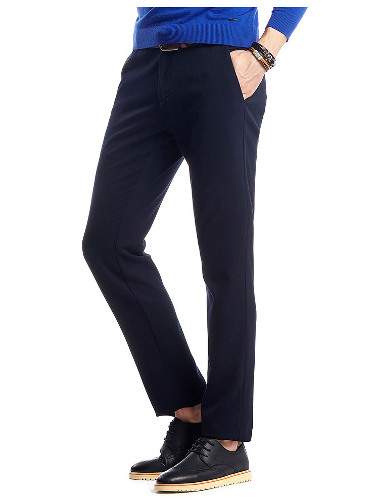 ucla2018秋季新款男士学院商务上班休闲抗静电弹力修身裤斜插加厚男士