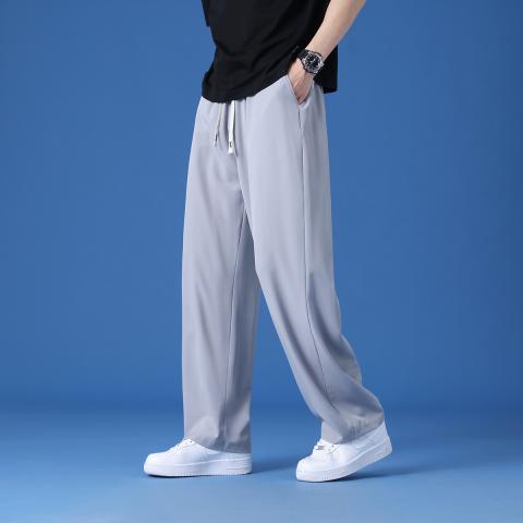 班尼路 春夏轻薄男款冰丝纯色时尚简约百搭透气舒适宽松直筒男士休闲长裤 图片 2