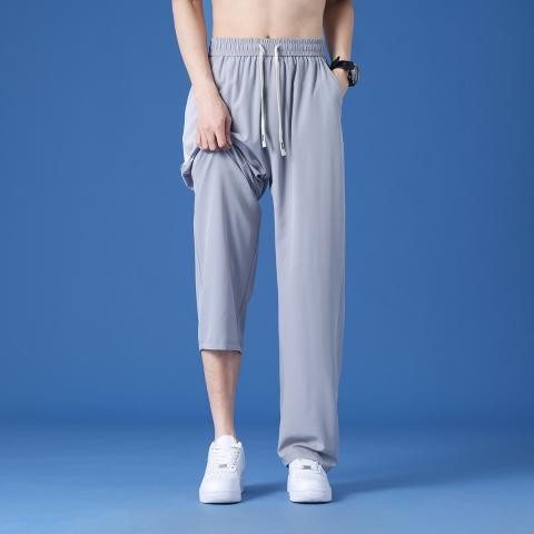 班尼路 春夏轻薄男款冰丝纯色时尚简约百搭透气舒适宽松直筒男士休闲长裤 图片 3
