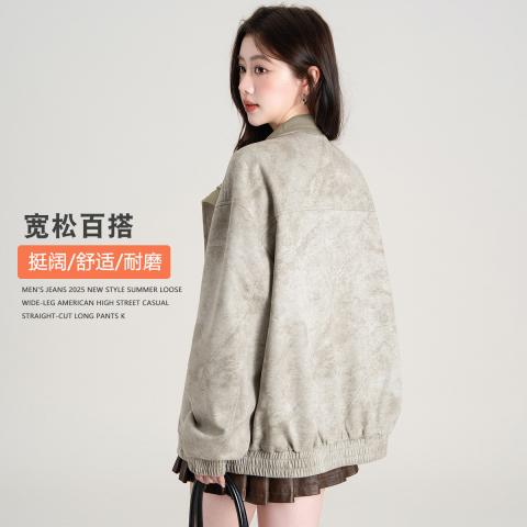 班尼路 女式休闲外套春秋百搭撞色拼接潮流美式甜酷帅气宽松显瘦飞行夹克 图片 4
