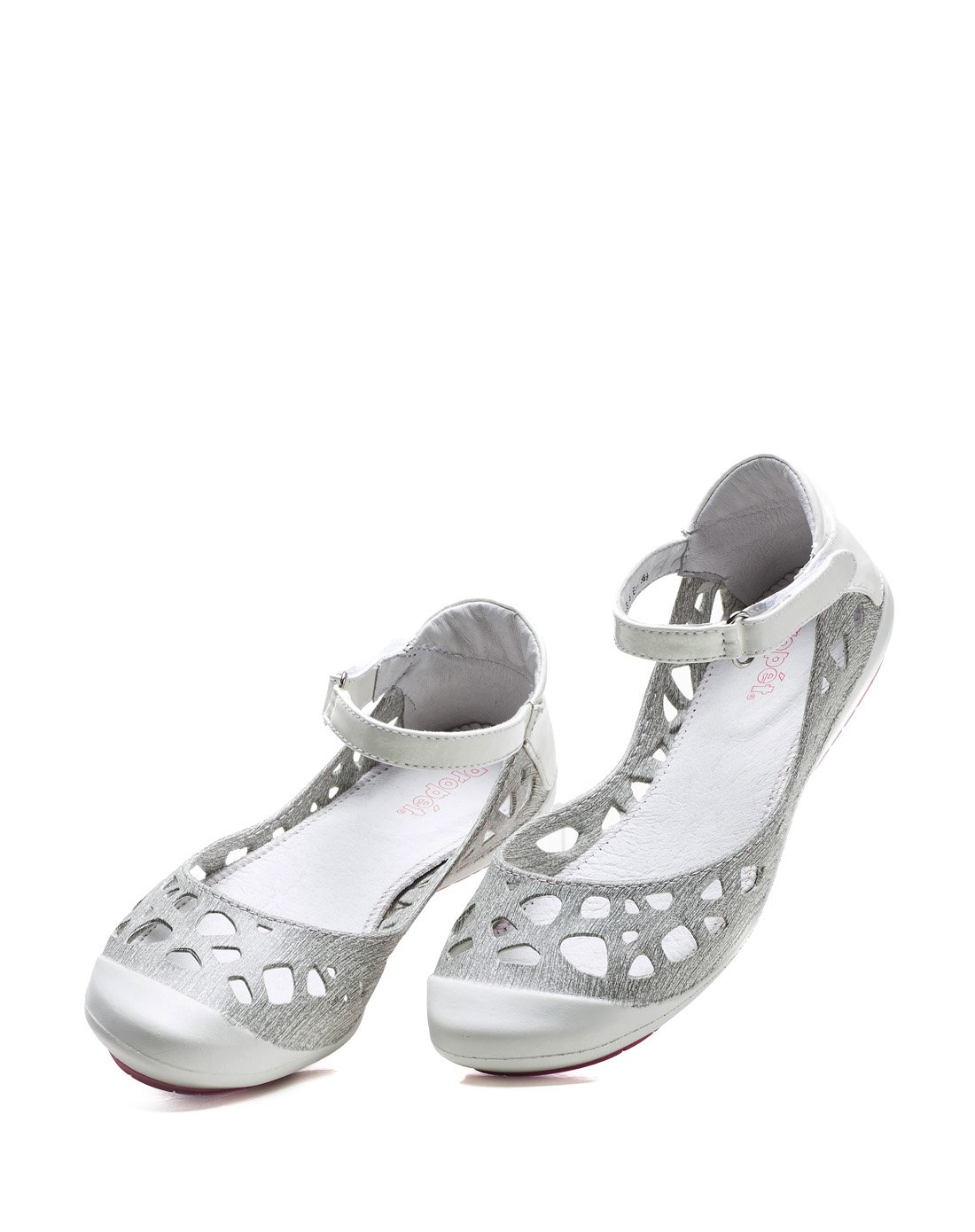 女款水转印沙滩洞洞鞋白色/暗红