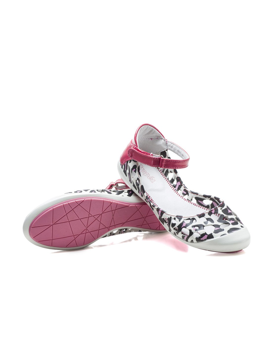 女款水转印沙滩洞洞鞋白色/桃红色