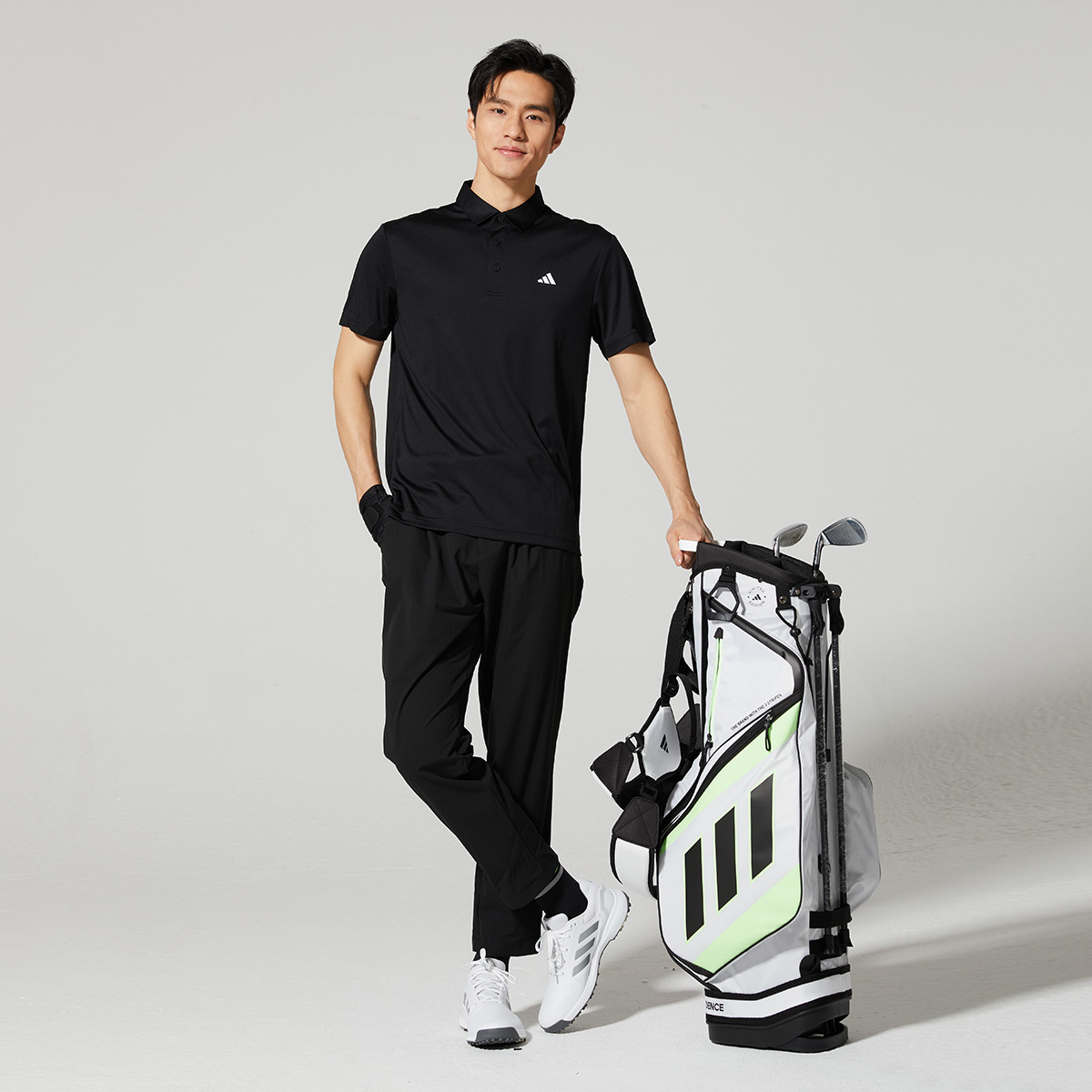 adidas 气质简约舒适百搭透气休闲男子高尔夫短袖