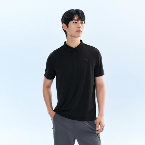 安踏 型动polo衫翻领短袖t恤男士夏季透气商务通勤针织运动上衣男 图片 3