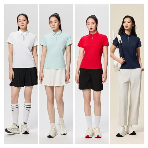 安踏 冰丝polo衫简约翻领短袖女装夏季休闲跑步羽毛球网球运动T恤 图片 6