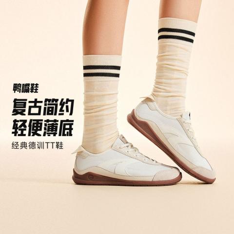 安踏 鸭嘴鞋丨复古薄底德训鞋女夏季平底T头鞋百搭简约耐磨休闲运动鞋 图片 1