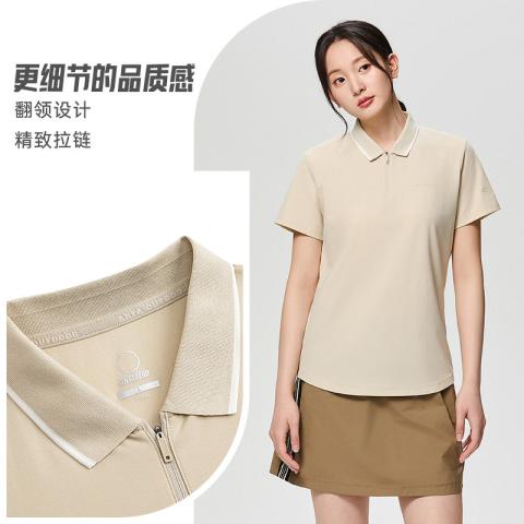 安踏 夏季户外露营液柔冰肤透气优可丝女子短袖POLO衫时尚休闲T恤 图片 4