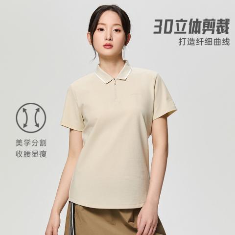 安踏 夏季户外露营液柔冰肤透气优可丝女子短袖POLO衫时尚休闲T恤 图片 2