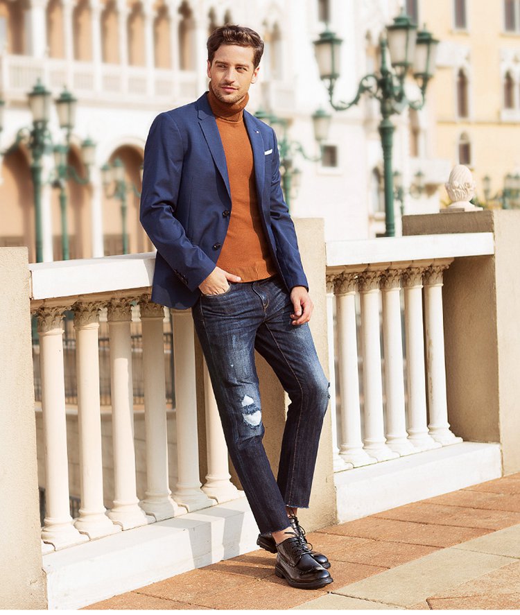 2017新品牛皮布洛克男商务休闲鞋