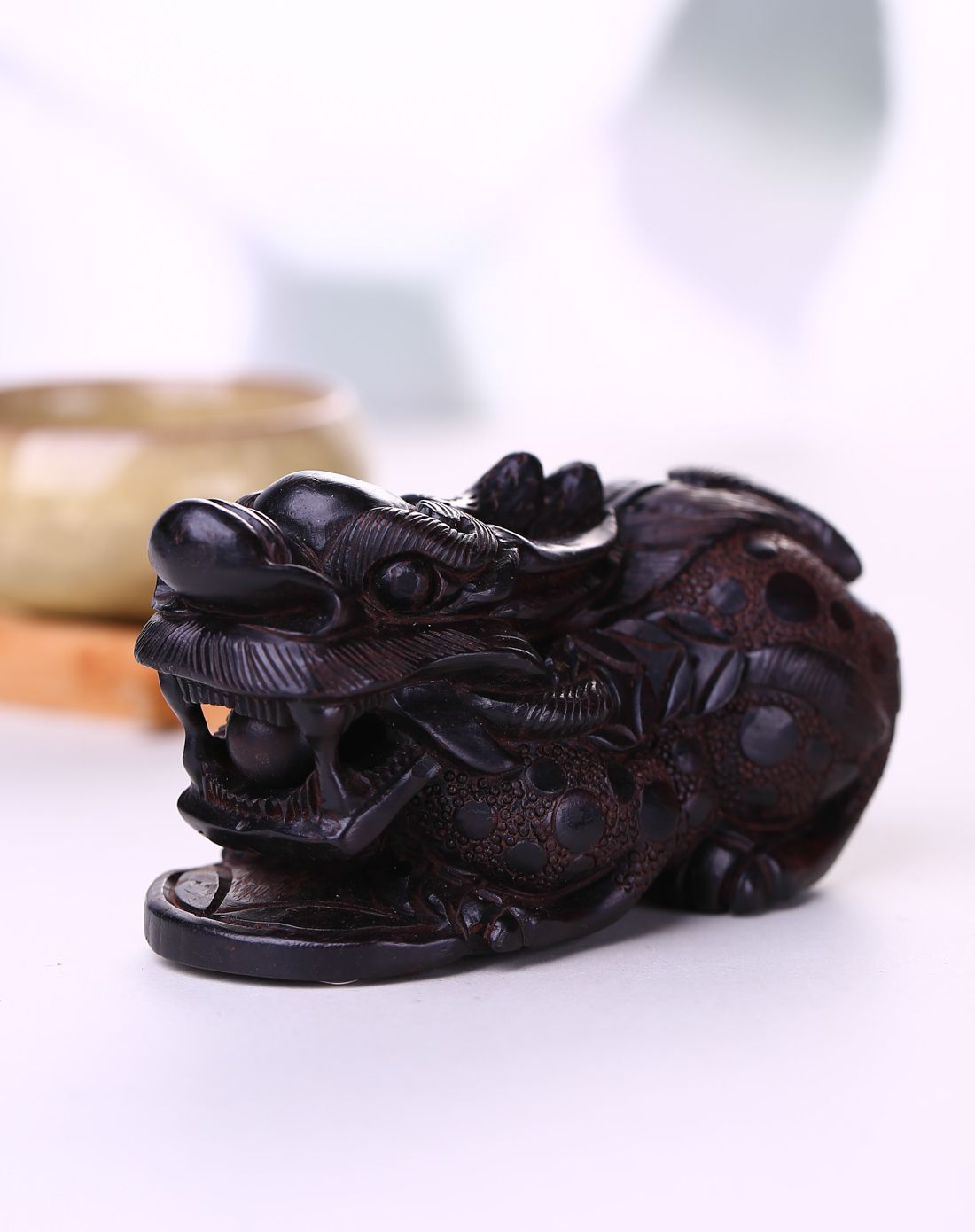 清仓 貔貅含珠黑檀摆件