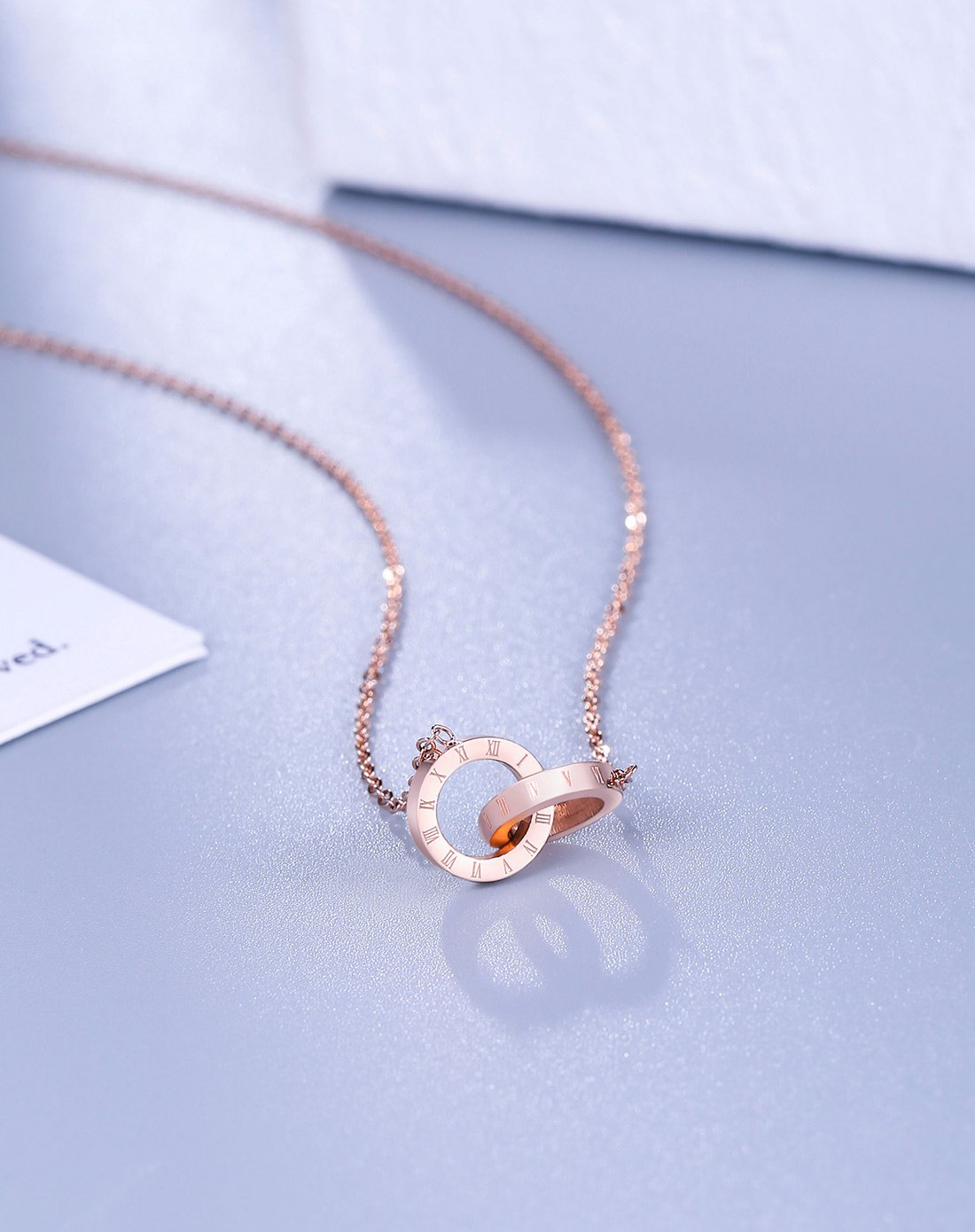 气质罗马数字项链女双环圆环颈链锁骨项链时尚吊坠送女生女友闺蜜浪漫