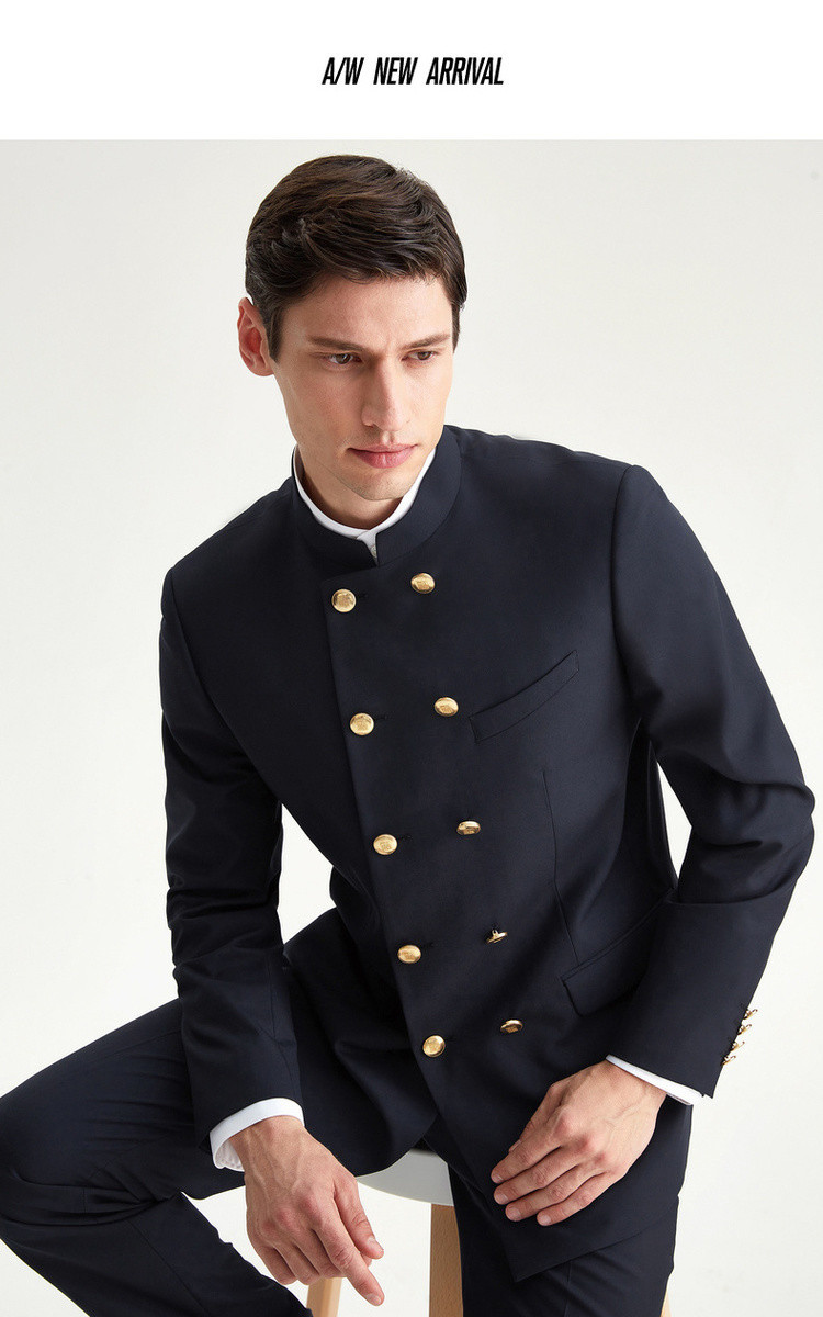 【c罗同款】 国潮时尚中华立领双排扣正装西服套装男士套装