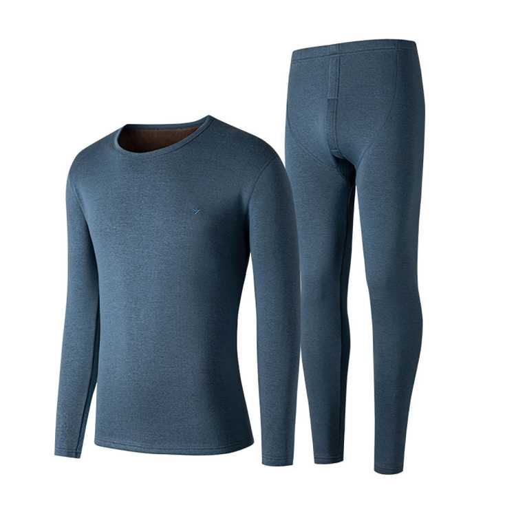 柒牌 【加绒加厚】保暖内衣男士套装防寒秋衣秋裤打底衫圆领保暖衣