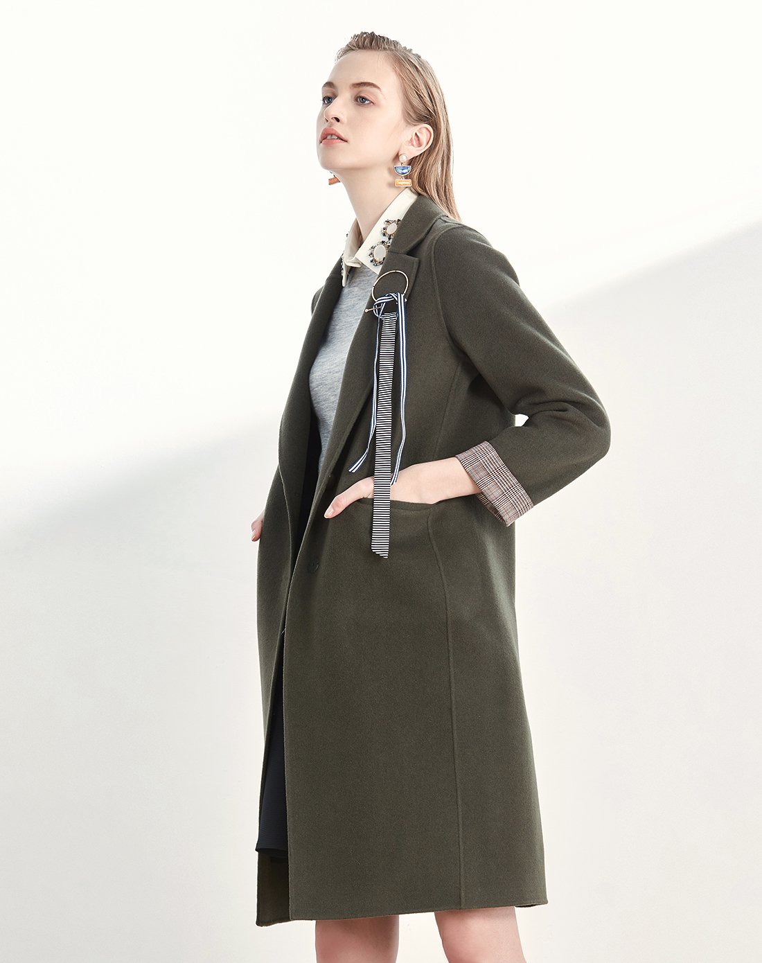 恩裳简约时尚百搭羊毛毛呢大衣
