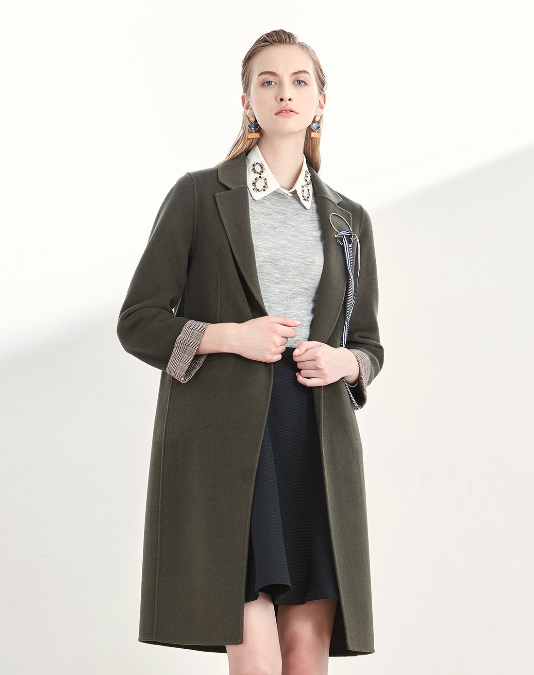 恩裳简约时尚百搭羊毛毛呢大衣