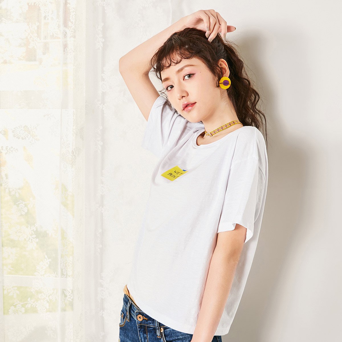 森马semir 【欧阳娜娜明星同款】女装2018夏秋新款趣味字母印花棉质