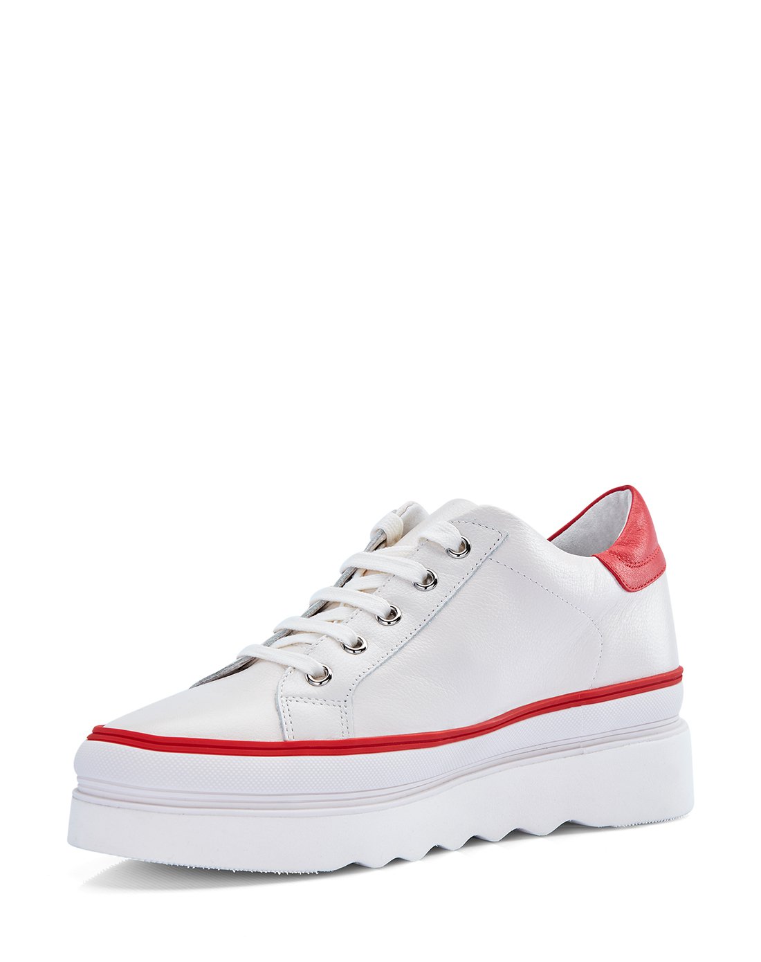 卡迪娜kadina 牛皮革小白鞋麦昆松糕底单鞋 米白色/黑色牛皮革 37(235