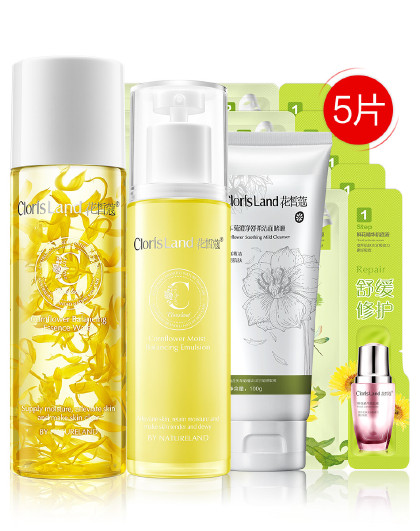 【换季舒缓实力派】clorisland花皙蔻 矢车菊衡肤舒缓水漾四件套 补水