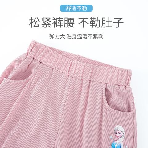 迪士尼 儿童裤子春夏女童休闲舒适百搭阔腿裤儿童长裤直筒裤 图片 4