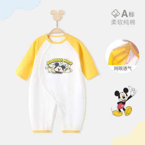 迪士尼 【凊仓福利】婴儿连体衣夏季薄款纯棉长袖哈衣新生儿宝宝外出爬服 图片 3