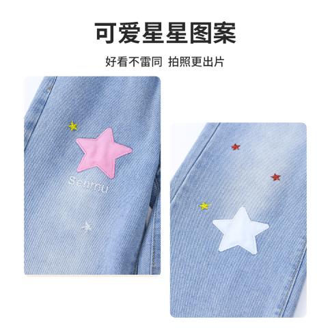 迪士尼 【多巴胺星星直筒裤】儿童牛仔裤女童长裤朱迪兔中大童夏薄款 图片 9
