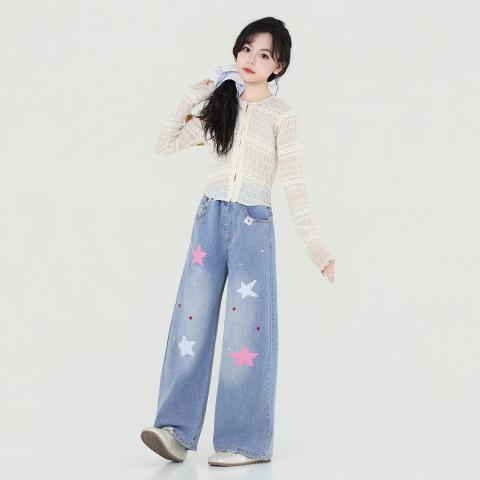 迪士尼 【多巴胺星星直筒裤】儿童牛仔裤女童长裤朱迪兔中大童夏薄款 图片 6