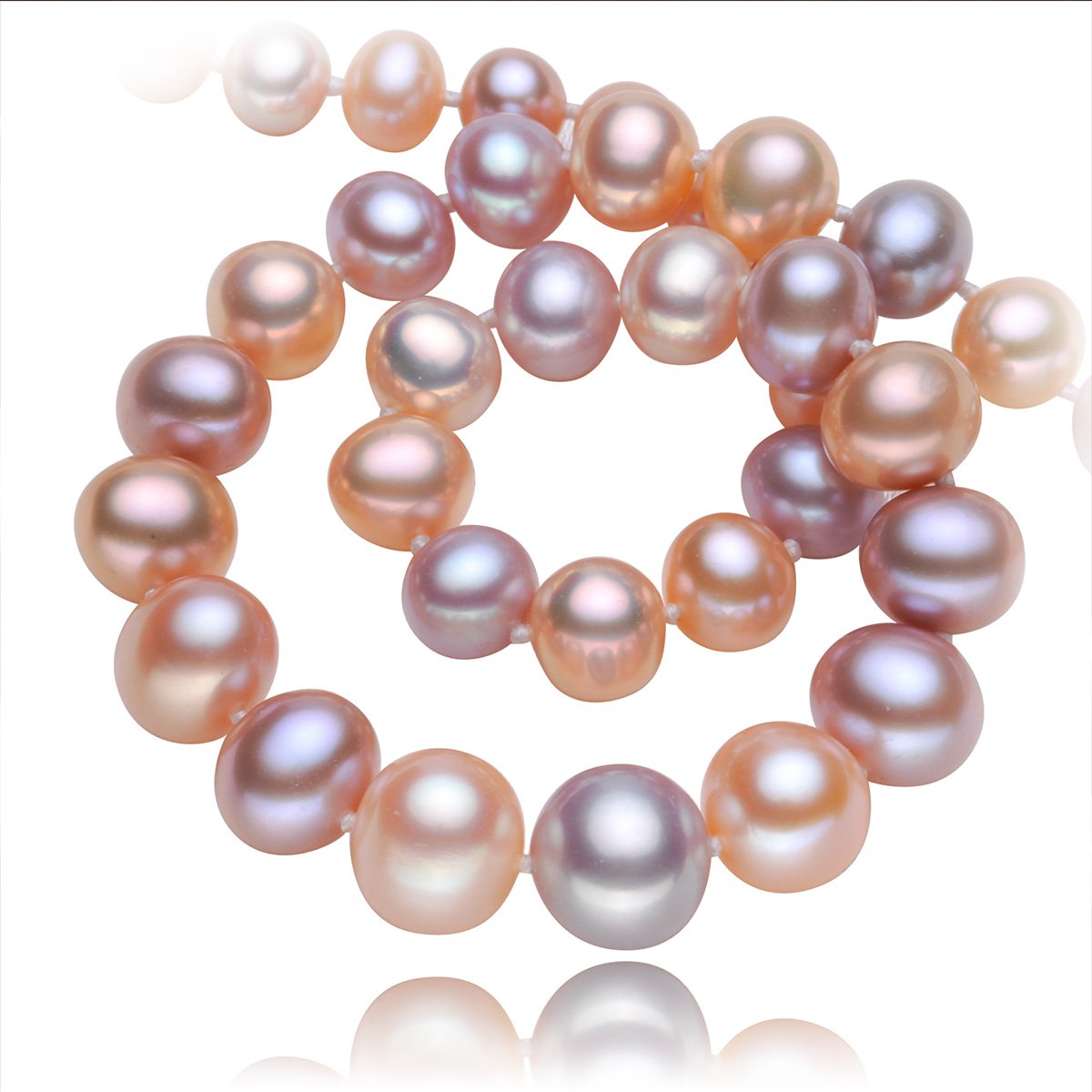 银生yeson 8-9mm近圆混彩淡水珍珠项链 65cm 混彩 均码-爱心扣