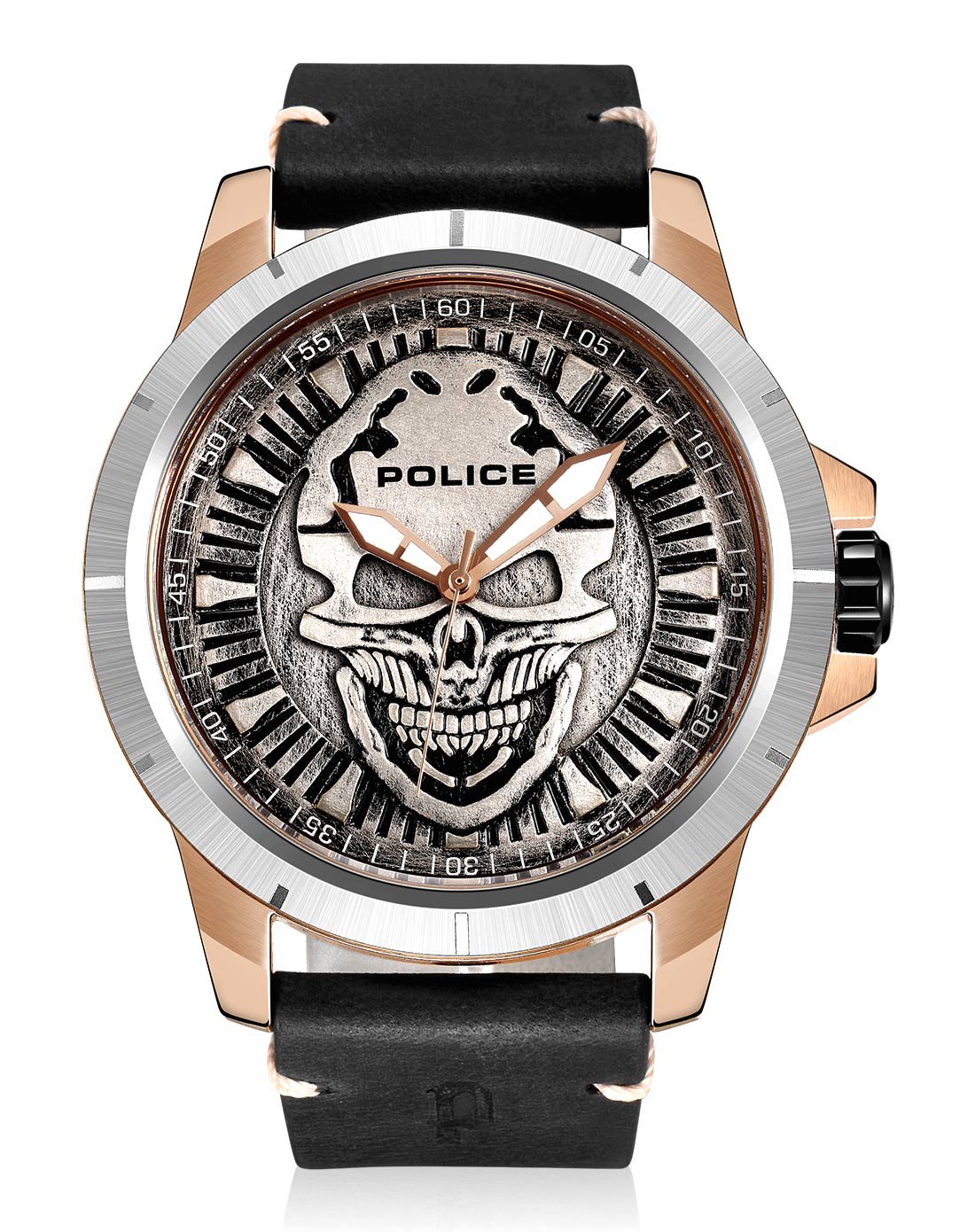 police手表专场 police 终结者系列骷髅头男士石英腕表