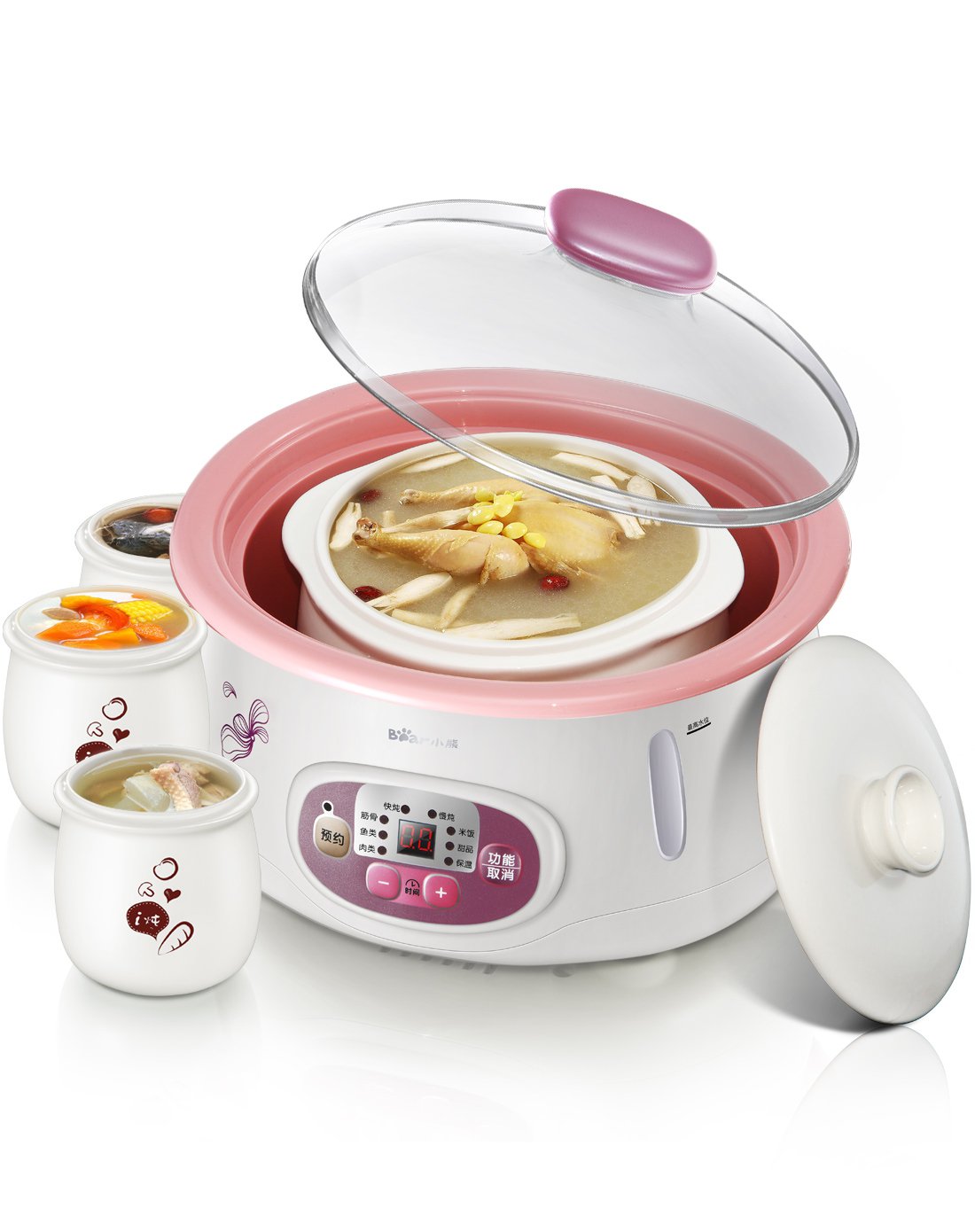 小熊ddz-b25d1电炖锅全自动陶瓷隔水电炖盅bb煮粥煲汤锅,2.5l